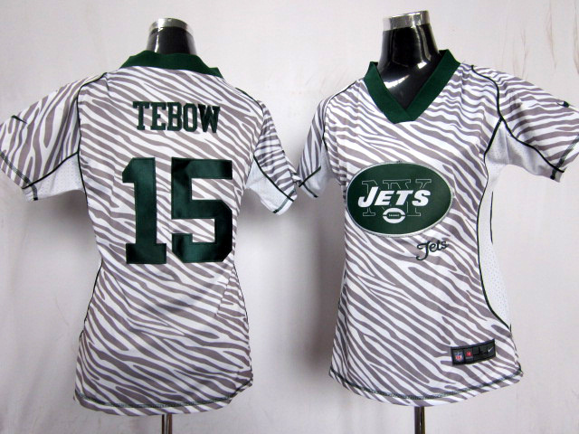 New York Jets #15 Tim Tebow Women Nike Zebra Fashion jersey in Team Color