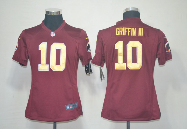 #10 Griffin III Red Washington Redskins Women Yellow number Game Nike NFL Jersey