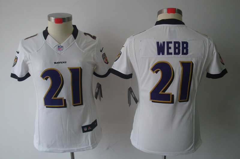 Ravens #21 Webb white Women limited Nike NFL Jersey