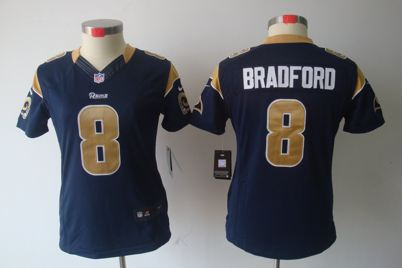 Women Nike limited #8 blue Bradford St. Louis Rams Jersey