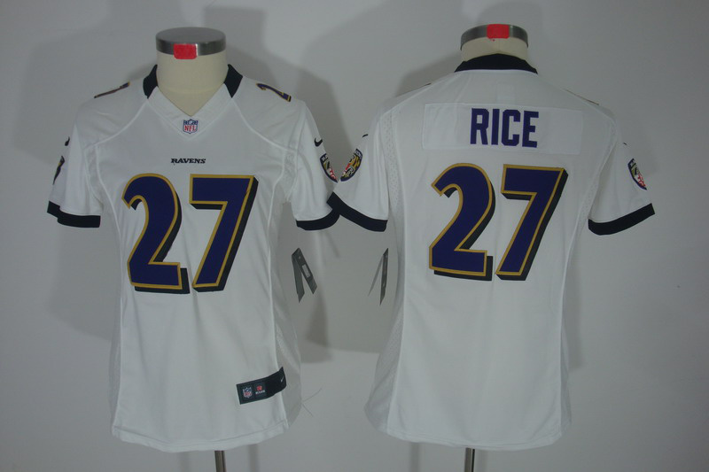 Ray Rice white Jersey, Baltimore Ravens #27 Women Nike limited Jersey