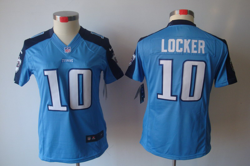 Blue Jake Locker Titans Women limited Nike NFL #10 Jersey
