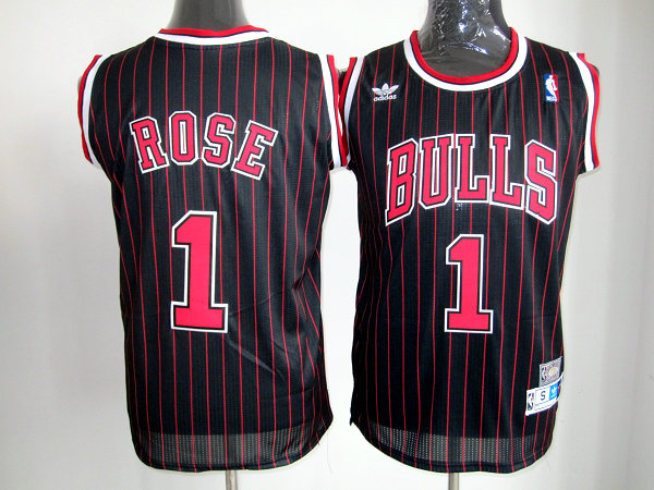 black red stripe Derrick Rose Jersey, NBA Chicago Bulls #1 Revolution 30 Jersey