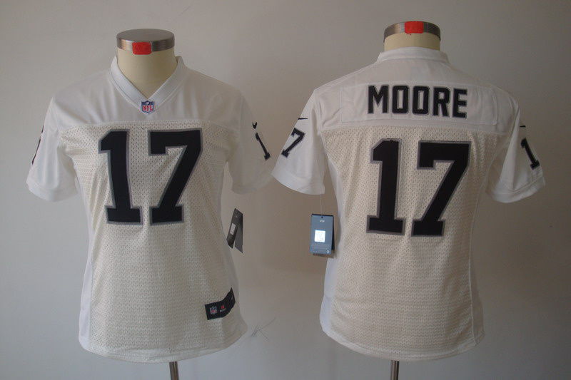 Denarius Moore Limited white jersey, Oakland Raiders #17 Nike Women jersey