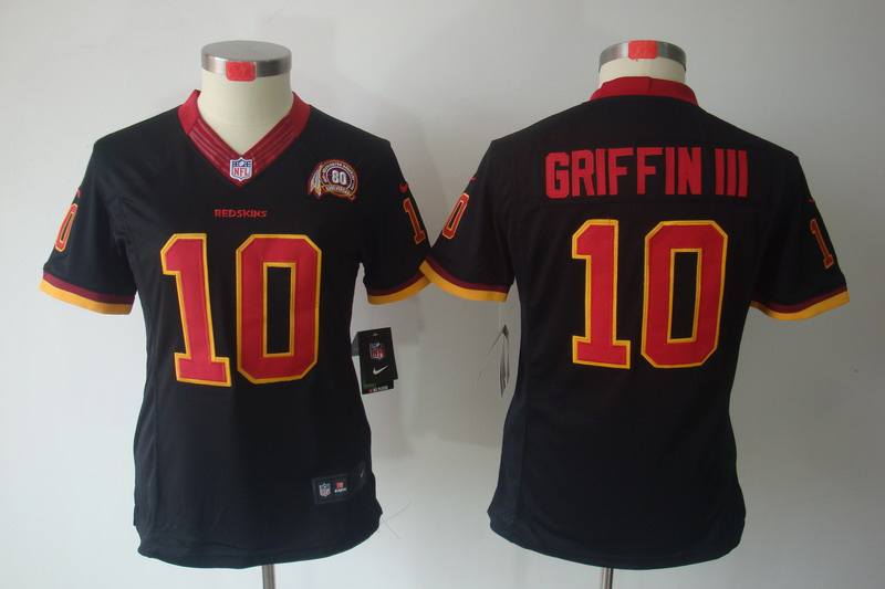 black Grinffin III Limited Redskins 80th #10 Women Jersey