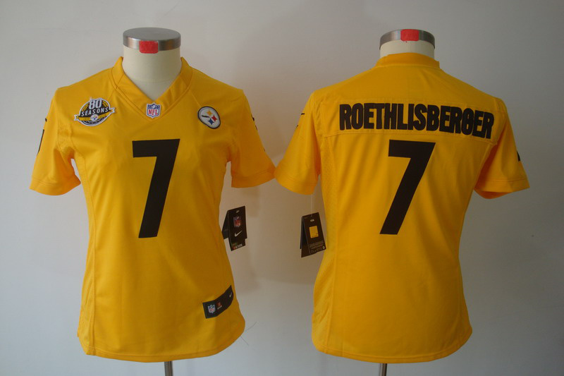 Pittsburgh Steelers #7 Roethlisberger Limited Nike Women 80 seasons jersey in yellow