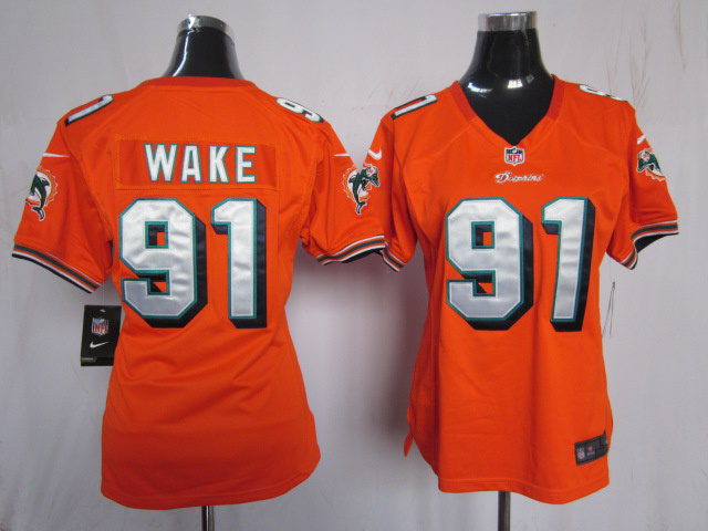 Nike Women #91 orange Wake Game Miami Dolphins jersey