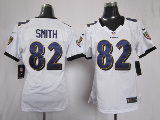 white Torrey Smith game Ravens #82 Women Jersey
