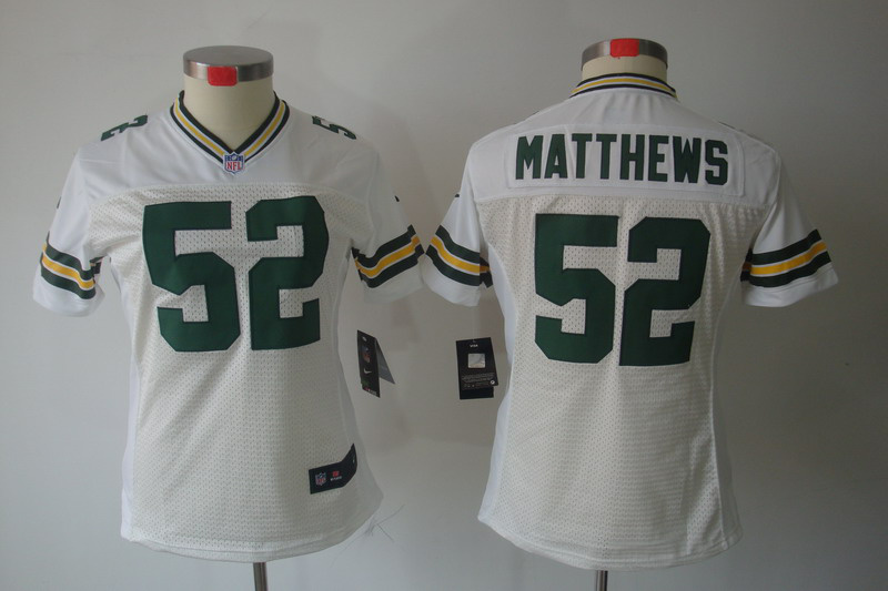 White Matthews Limited Nike Women Green Bay packers #52 Jersey