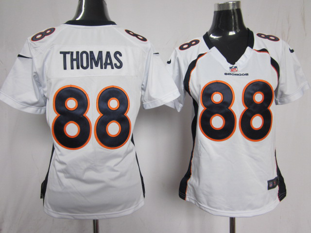 Thomas Game White jersey, Denver Broncos #88 Nike Women jersey