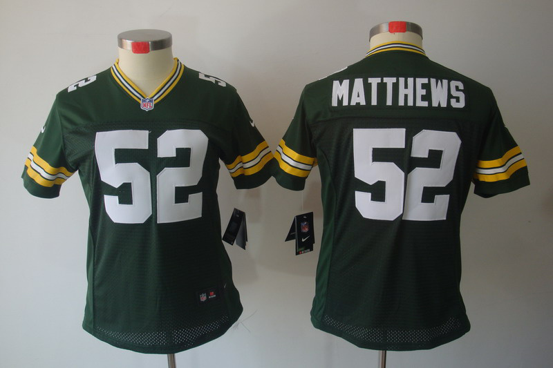 Green Bay packers #52 Matthews Limited Nike Women jersey in Green