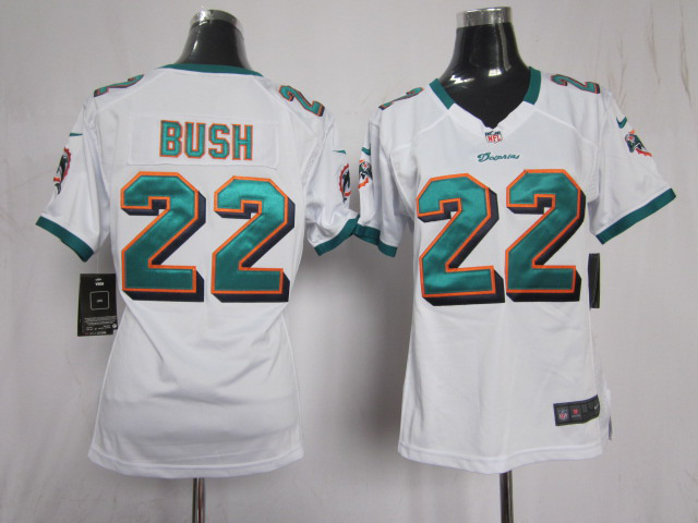 Dolphins #22 Bush Game white Nike Women Jersey