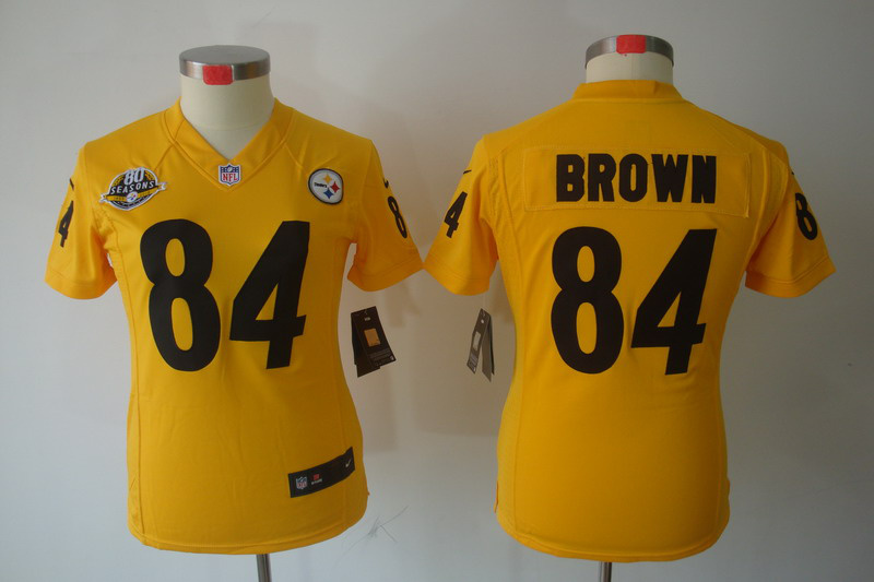 Nike Women 80 seasons #84 yellow Brown  Limited Pittsburgh Steelers jersey