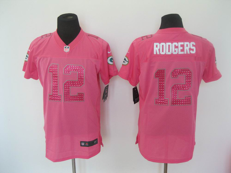 Packers #12 Aaron Rodgers pink Nike Women Jersey