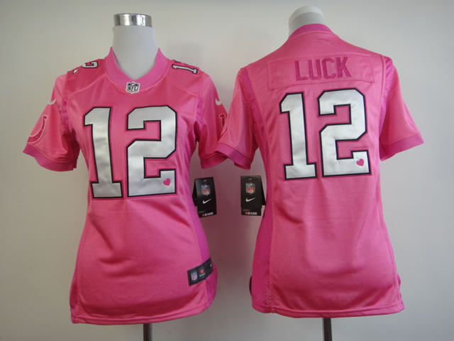 Indianapolis Colts #12 Andrew Luck Nike Women Love's jersey in pink