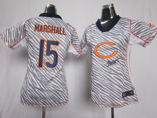 #15 Brandon Marshall Zebra Chicago Bears Nike Women Fashion jersey