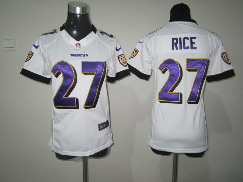 Rice white Nike game Ravens Youth Jersey