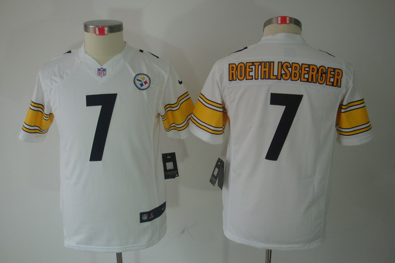 #7 Roethlisberger White Nike elite Pittsburgh Steelers Youth jersey