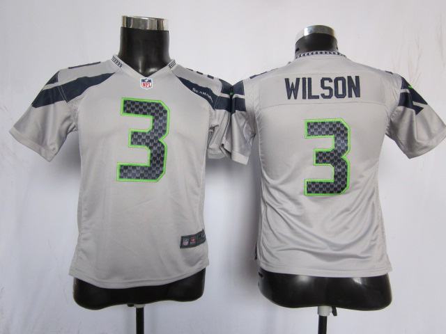 #3 Wilson grey Nike Seattle Seahawks Kids jersey