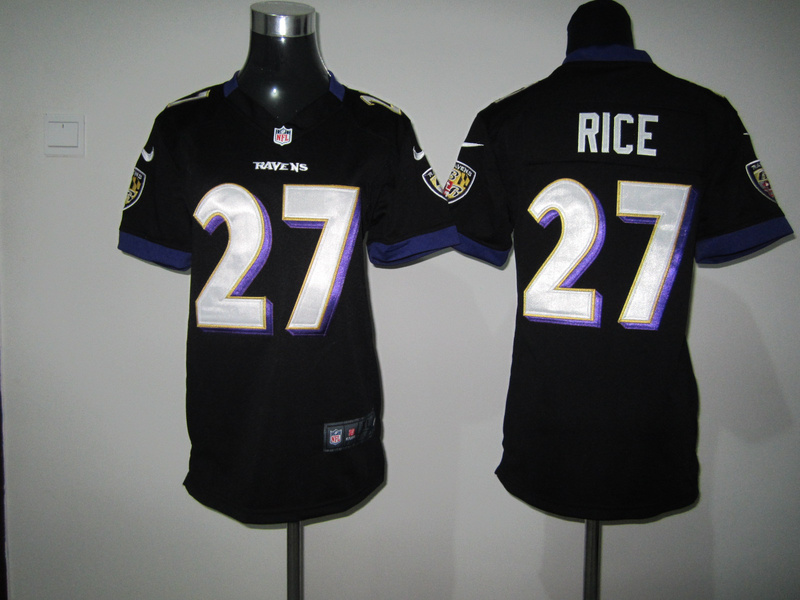 Youth black Rice jersey, Nike game Baltimore Ravens #27 jersey