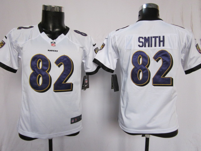 Smith Game Jersey: Youth Nike game #82 Baltimore Ravens Jersey in white