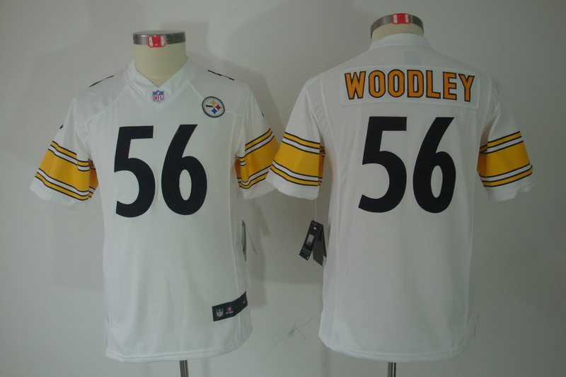 Nike limited Youth Woodley white jersey, Pittsburgh Steelers #56 jersey