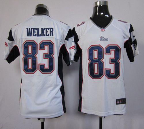 White Wes Welker Youth Nike limited NFL Patriots #83 Jersey