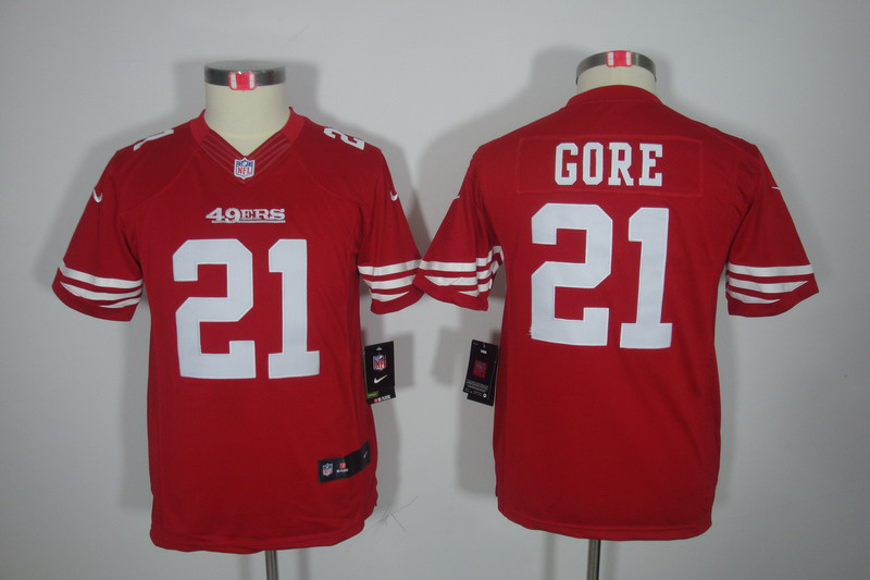 Youth red Gore jersey, Nike limited San Francisco 49ers #21 jersey