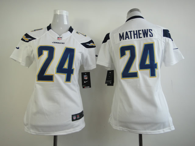 White #24 Mathews Nike San Diego Chargers Kids jersey