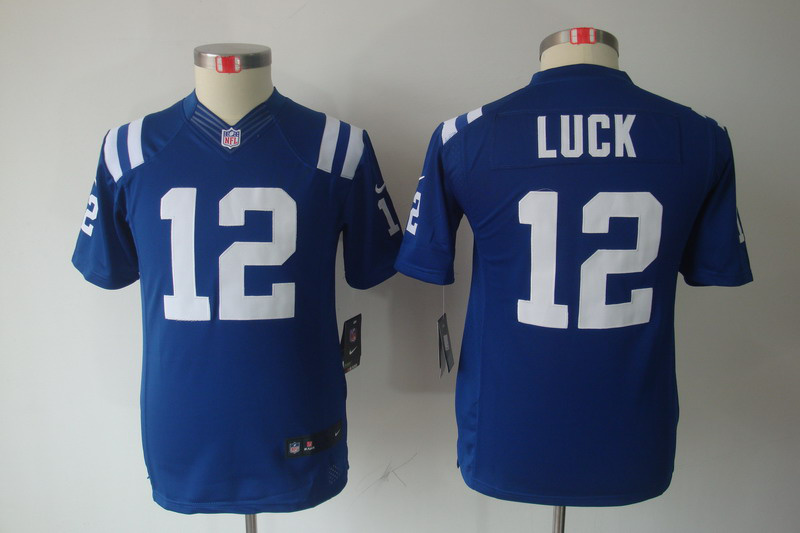 blue #12 Luck Nike limited Indianapolis Colts Youth jersey