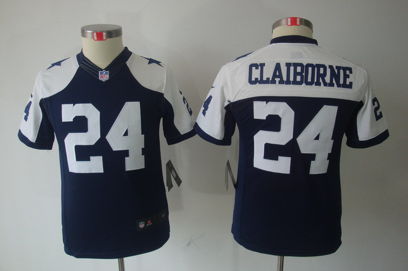 blue claiborne Cowboys Youth Nike thanksgiving Limited #24 Jersey