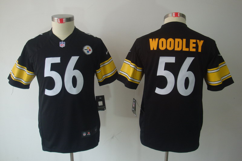 Steelers #56 Woodley black Youth Nike limited NFL Jersey