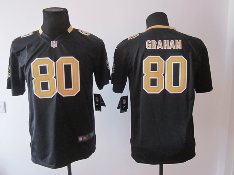 2012 Nike game Kids Graham black jersey, New Orleans Saints #80 jersey