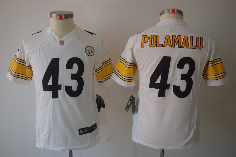 Youth Polamalu White #43 Nike NFL Pittsburgh Steelers limited Jersey