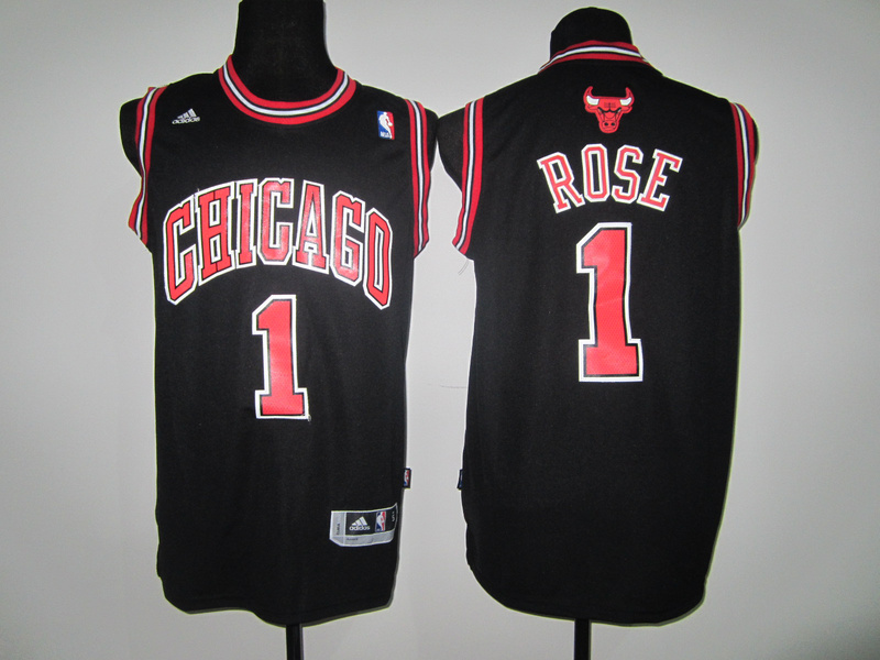 black Derrick Rose Revolution 30 NBA Chicago Bulls #1 Jersey