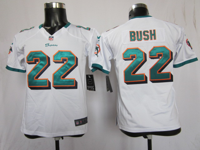 white Reggie Bush Jersey, Kids Nike Miami Dolphins #22 game Jersey