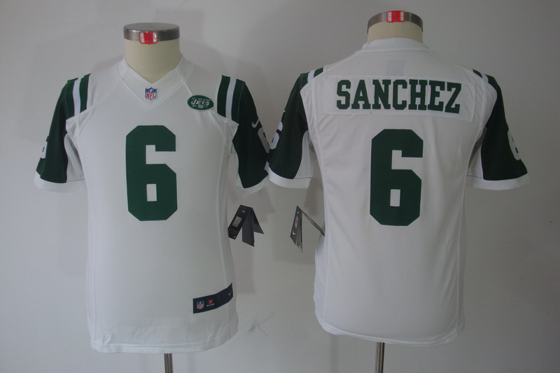 Youth White Sanchez Jets limited #6 Jersey