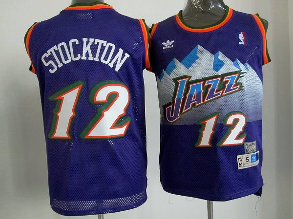 NBA Utah Jazz #12 John Stockton Purple throwback Jersey
