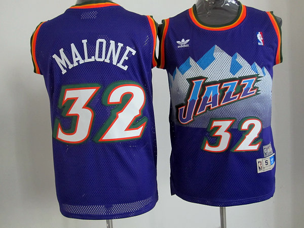 NBA Utah Jazz #32 Karl Malone Purple throwback Jersey