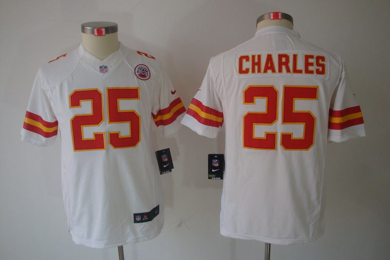 Chiefs #25 Jamaal Charles White limited Youth Nike Jersey