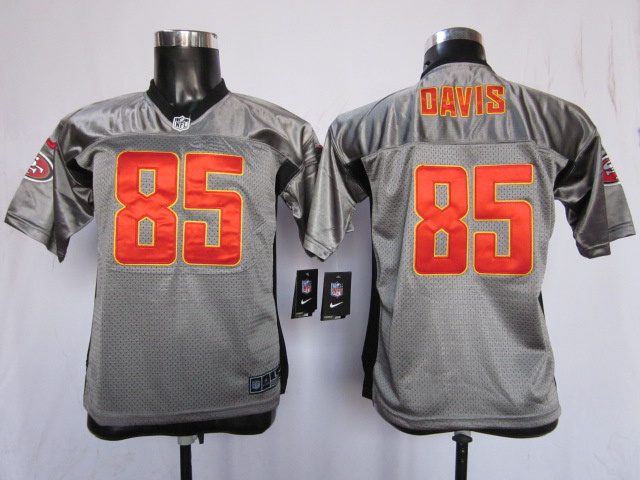 #85 Davis Grey Youth Nike San Francisco 49ers Shadow Jersey
