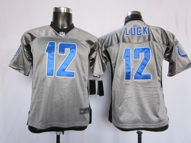 Andrew Luck Jersey Grey Shadow #12 Youth Nike Indianapolis Colts Jersey