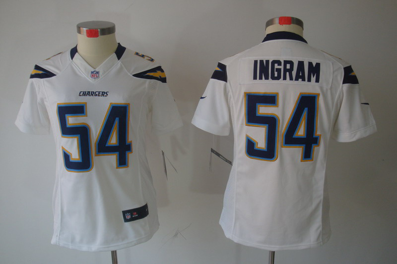 white Melvin Ingram Chargers limited #54 Women Nike Jersey