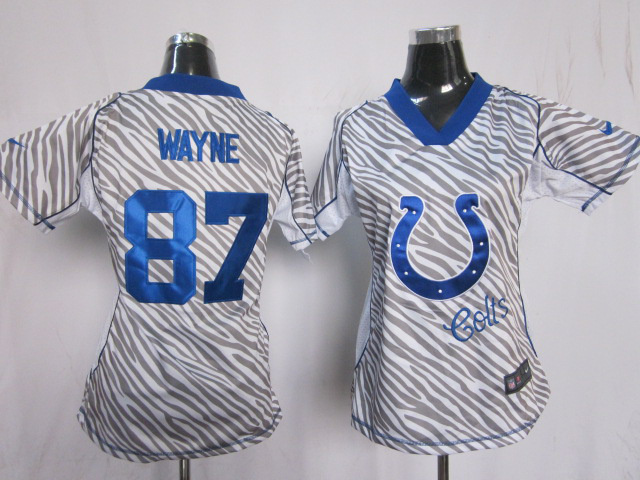 Colts #87 Reggie Wayne Zebra Fashion Women Nike Jersey