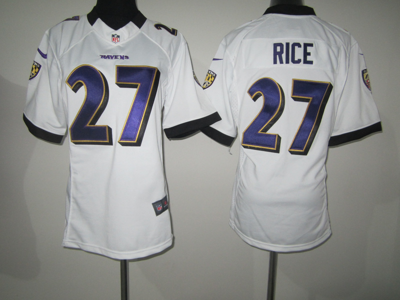 Women Nike Baltimore Ravens #27 Rice white game jersey