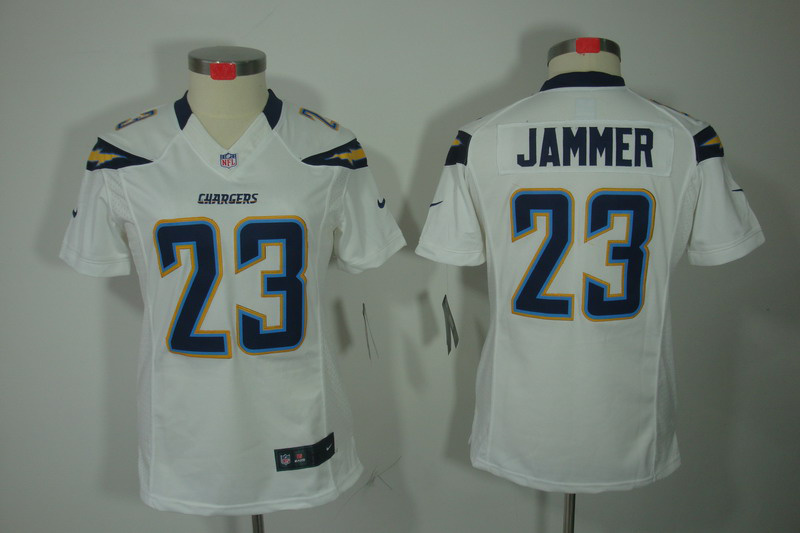 Limited Nike Women #23 White Quentin Jammer San Diego Chargers jersey