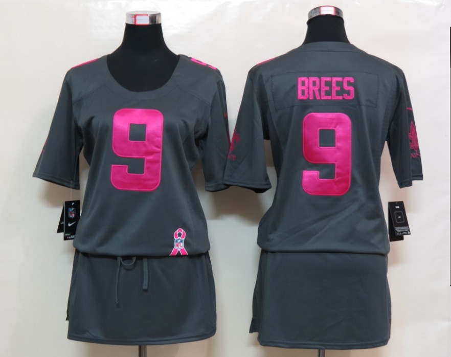 #9 Brees Dark grey New Orleans Saints Elite breast Cancer Awareness Nike Women jersey