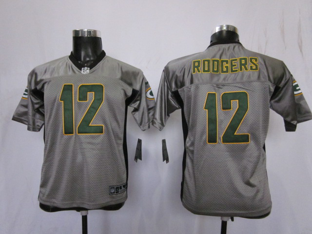 Grey Aaron Rodgers Packers Youth Shadow #12 Jersey