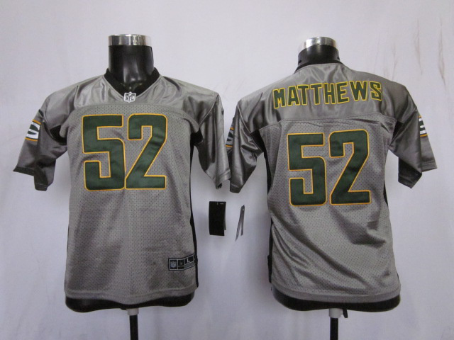 Grey Clay Matthews Jersey, Green Bay Packers #52 Nike Youth Shadow Jersey