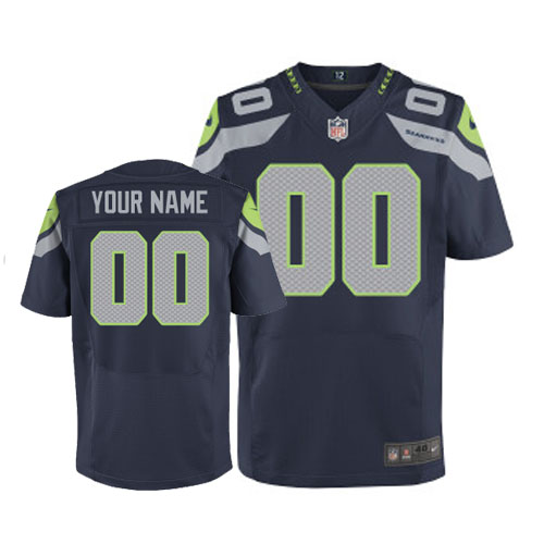 Elite Men Stitched Nike NFL Blue Custom Seattle Seahawks Jersey